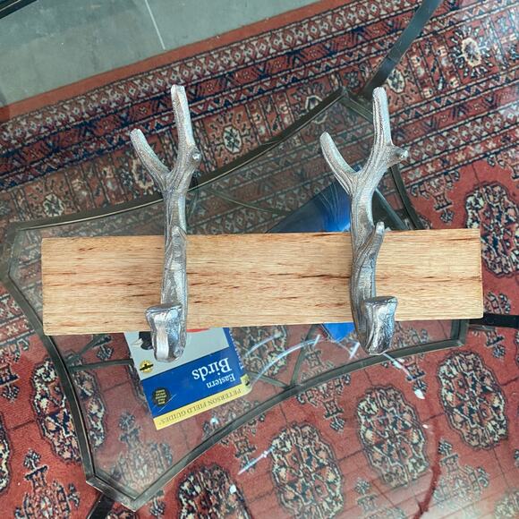 West Elm Silver Antler Wall Hook 12” Wide, 6-1/2” Tall - Picture 2 of 4